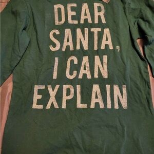 Old Navy Green Kids Shirt with Fun Holiday Message Size M